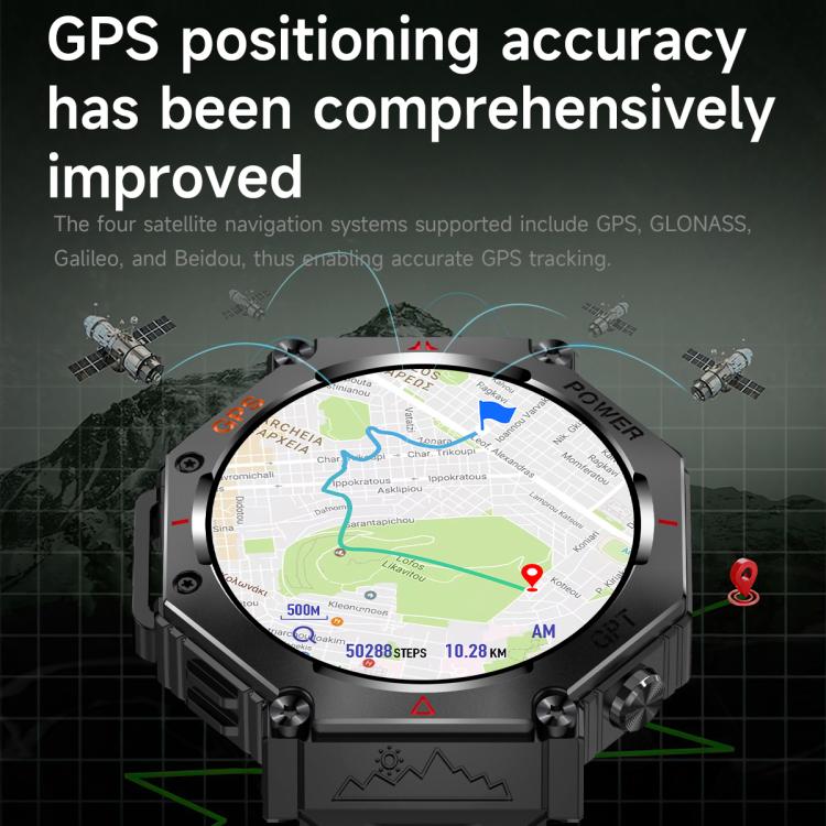KC91 1.39 inch IPS Screen 3ATM Outdoor GPS Smart Watch with Flashlight(Pink) - Smart Watches by PMC TechLife | Online Shopping South Africa | PMC TechLife | Buy Now Pay Later Mobicred