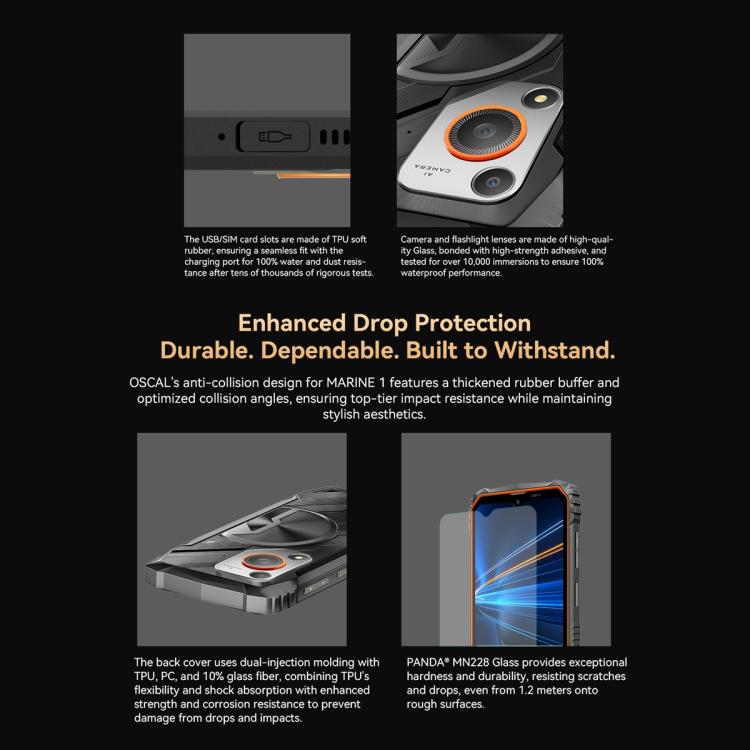 Blackview Oscal Marine 1, 4GB+128GB, 6.56 inch Android 15 Unisoc UMS9230E T615 Octa Core, Network: 4G, OTG, NFC(Black) - free shipping - PMC TechLife - Order now!