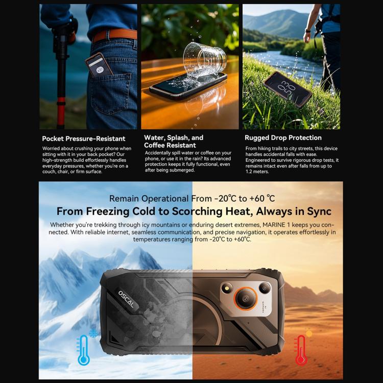 Blackview Oscal Marine 1, 4GB+128GB, 6.56 inch Android 15 Unisoc UMS9230E T615 Octa Core, Network: 4G, OTG, NFC(Orange) - free shipping - PMC TechLife - Order now!