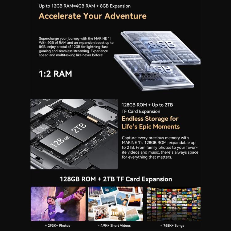 Blackview Oscal Marine 1, 4GB+128GB, 6.56 inch Android 15 Unisoc UMS9230E T615 Octa Core, Network: 4G, OTG, NFC(Black) - free shipping - PMC TechLife - Order now!