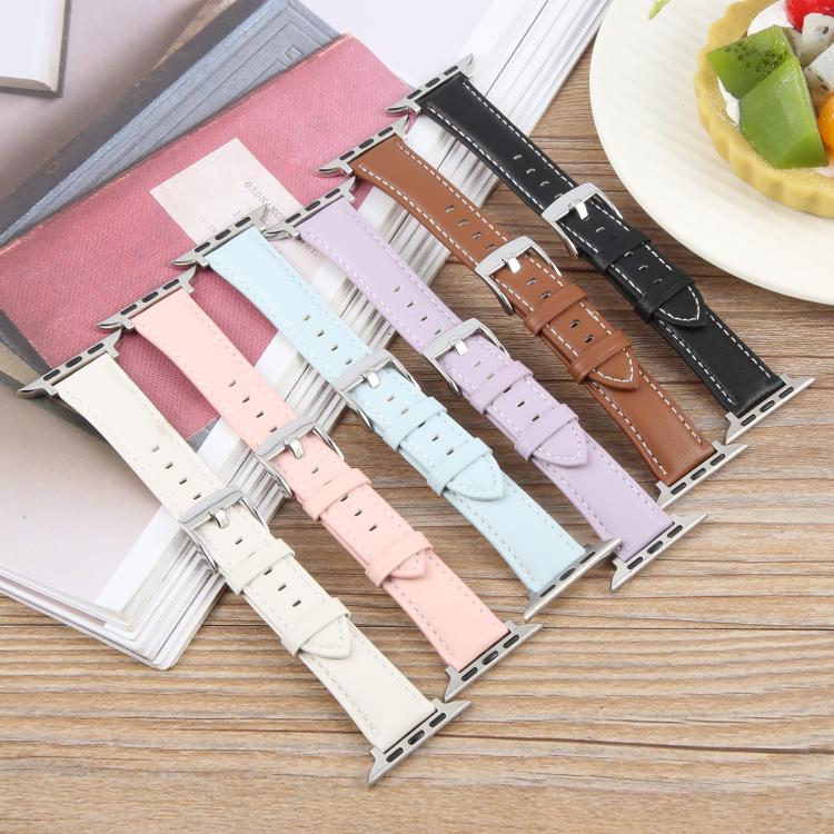 For Apple Watch 42mm / 41mm / 40mm / 38mm Silk Microfiber Leather Watch Band(White) - Watch Bands by PMC TechLife | Online Shopping South Africa | PMC TechLife | Buy Now Pay Later Mobicred