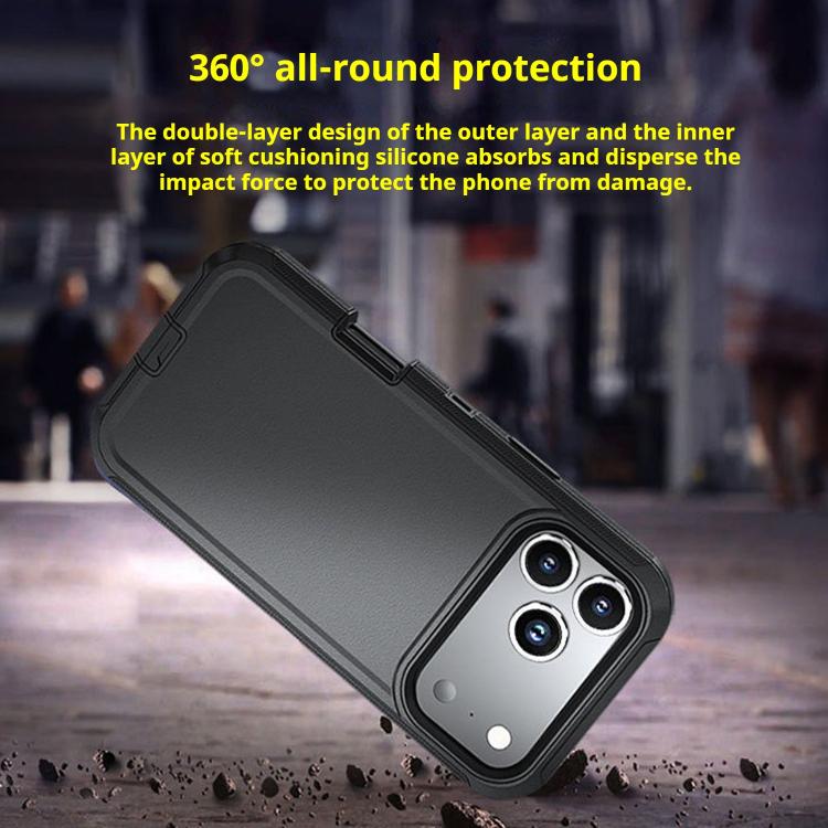 For iPhone 17 Pro Max Kalebol Shockproof PC Hybrid TPU Phone Case with Back Clip(Black) - free shipping - PMC TechLife - Order now!