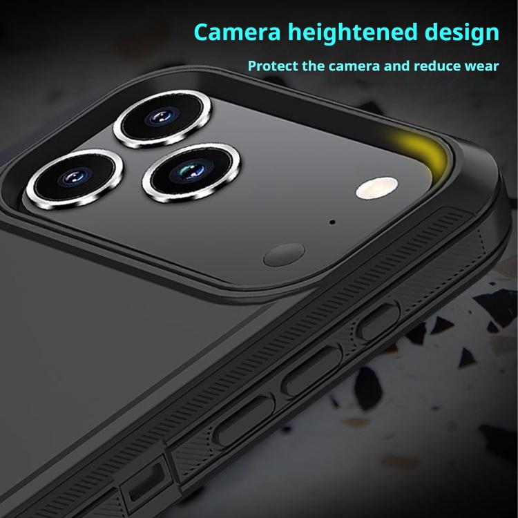 For iPhone 17 Pro Kalebol Shockproof PC Hybrid TPU Phone Case with Back Clip(Black) - free shipping - PMC TechLife - Order now!
