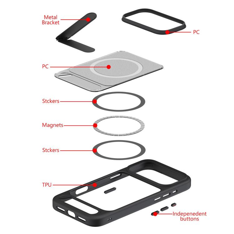 For iPhone 17 Pro Kalebol MagSafe Invisible Tilt Holder PC Hybrid TPU Case(Grey White) - iPhone 17 Pro Cases by Kalebol | Online Shopping South Africa | PMC TechLife | Buy Now Pay Later Mobicred