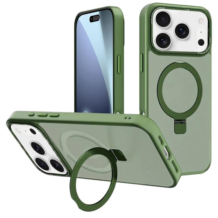 For iPhone 17 Pro Max Kalebol Metal Lens Frame MagSafe Holder Frosted PC Phone Case(Dark Green) - iPhone 17 Pro Max Cases by Kalebol | Online Shopping South Africa | PMC TechLife | Buy Now Pay Later Mobicred
