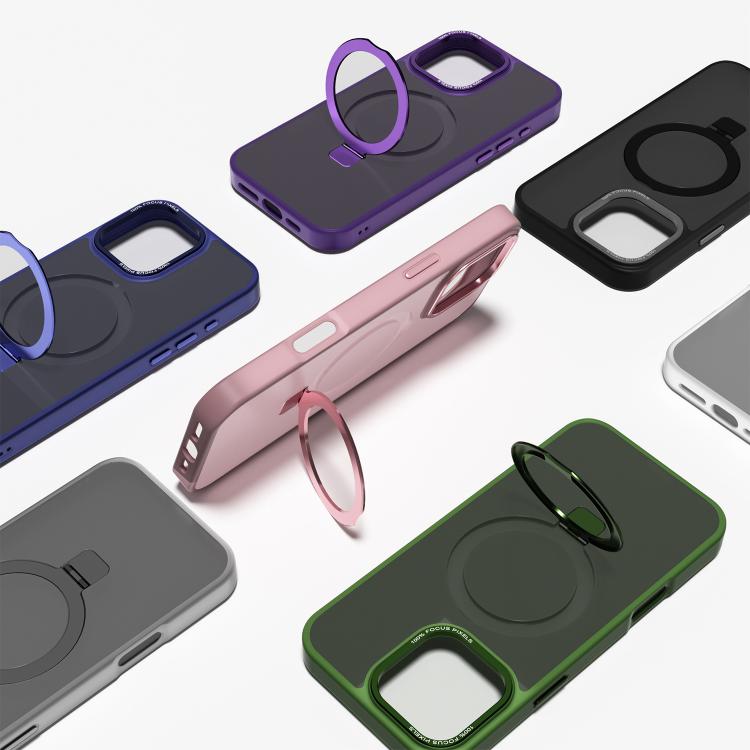 For iPhone 17 Kalebol Metal Lens Frame MagSafe Holder Frosted PC Phone Case(Pink) - free shipping - PMC TechLife - Order now!
