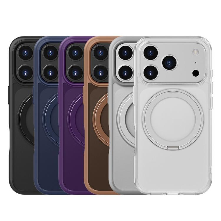 For iPhone 17 Air Kalebol Frosted MagSafe Holder Acrylic Hybrid TPU Phone Case(Black) - free shipping - PMC TechLife - Order now!