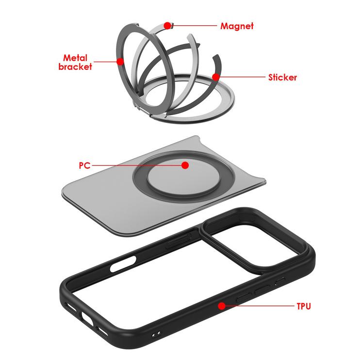 For iPhone 17 Pro Kalebol Frosted MagSafe Holder Acrylic Hybrid TPU Phone Case(Transparent) - free shipping - PMC TechLife - Order now!