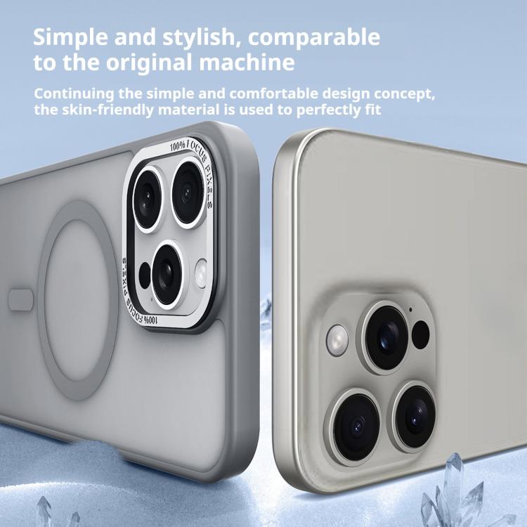 For iPhone 17 Pro Kalebol Metal Lens Frame MagSafe Frosted PC Phone Case(Navy Blue) - free shipping - PMC TechLife - Order now!