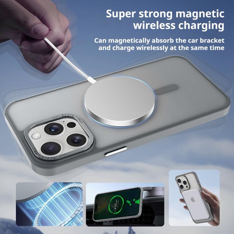 For iPhone 17 Pro Kalebol Metal Lens Frame MagSafe Frosted PC Phone Case(Navy Blue) - free shipping - PMC TechLife - Order now!