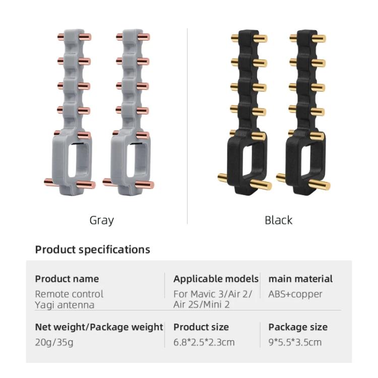 For DJI Mavic 3 / Air 2 / Air 2S / Mini 2 BRDRC Remote Controller Copper Yagi-Uda Antenna Signal Enhancer(Black) - free shipping - PMC TechLife - Order now!