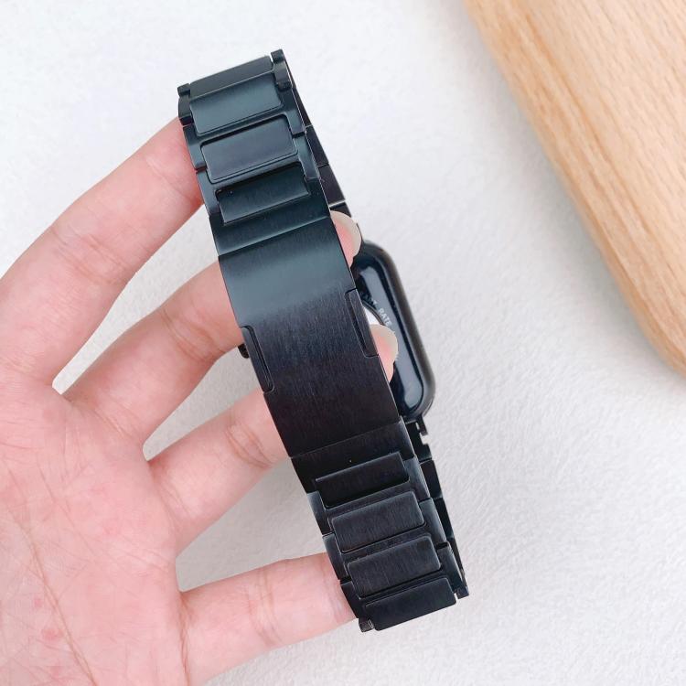 For Apple Watch 46mm / 49mm / 45mm / 44mm Tri-beads Side-detachable Buckle Stainless Steel Watch Band(Black) - free shipping - PMC TechLife - Order now!