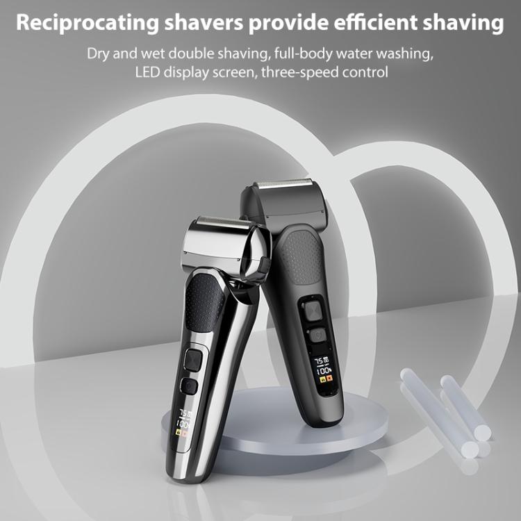 Full Body Washable LED Digital Display Reciprocating Electric Shaver(Exclusive Black + 1 Set of Blades) - free shipping - PMC TechLife - Order now!