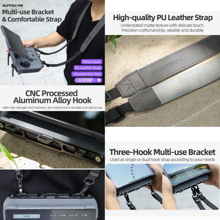 For DJI RC Pro 2 Sunnylife GS013 Multi-Purpose Lanyard with CNC Aluminum Buckle(Grey) - free shipping - PMC TechLife - Order now!