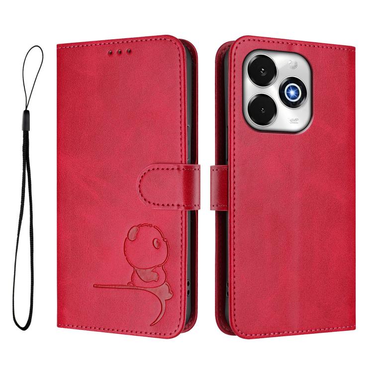 For UMIDIGI G100x 5G / 4G Litter Panda Embossing RFID Leather Phone Case with Lanyard(Rose Red) - free shipping - PMC TechLife - Order now!