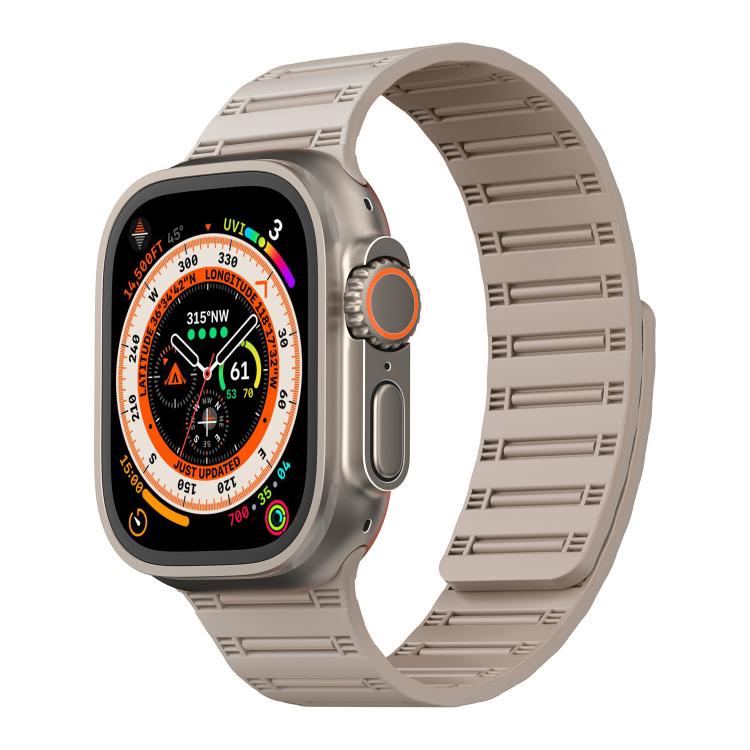 For Apple Watch 46mm / 49mm / 45mm / 44mm Cylinder Magnetic Two-color Loop Silicone Watch Band(Starlight) - free shipping - PMC TechLife - Order now!