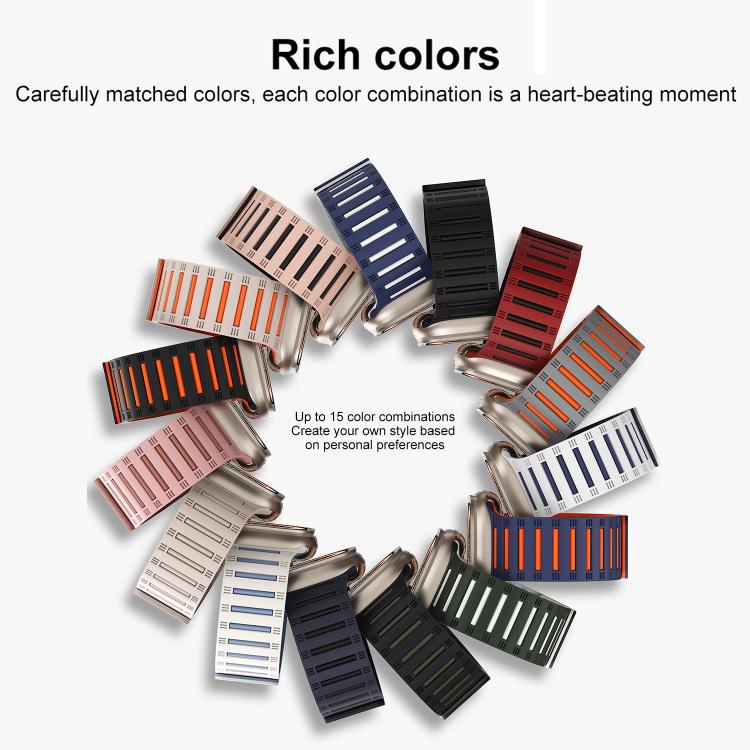 For Apple Watch 46mm / 49mm / 45mm / 44mm Cylinder Magnetic Two-color Loop Silicone Watch Band(Antique White Mist Blue) - free shipping - PMC TechLife - Order now!