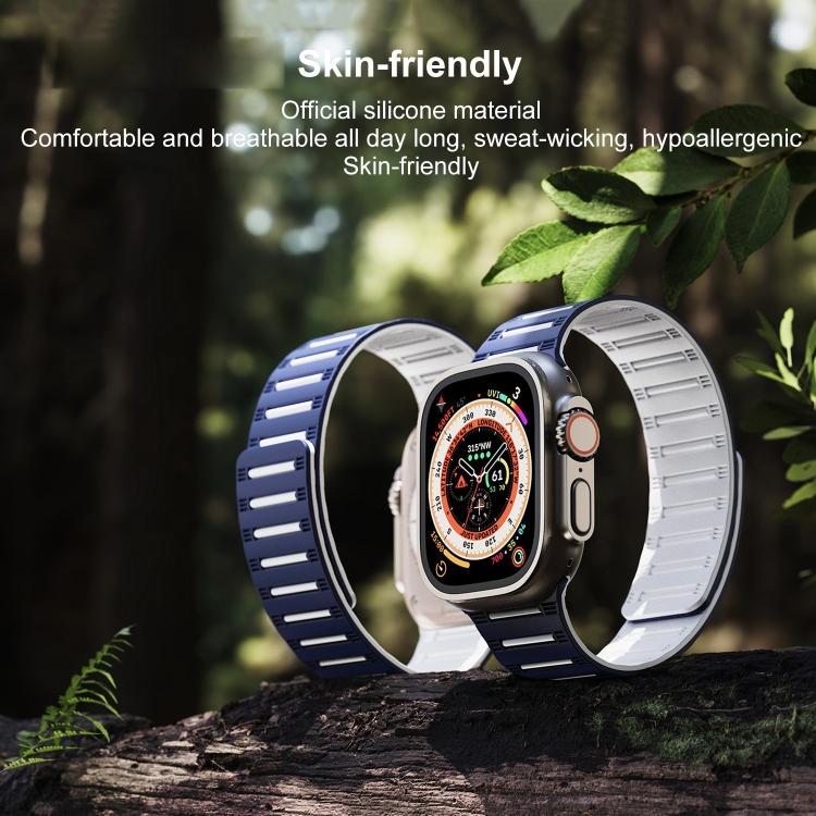 For Apple Watch 42mm / 41mm / 40mm / 38mm Cylinder Magnetic Two-color Loop Silicone Watch Band(Black) - free shipping - PMC TechLife - Order now!