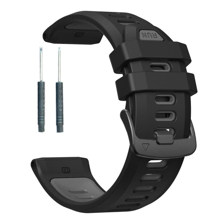 For Garmin Forerunner 970 Two Color Steel Buckle Silicone Watch Band(Black Grey) - free shipping - PMC TechLife - Order now!
