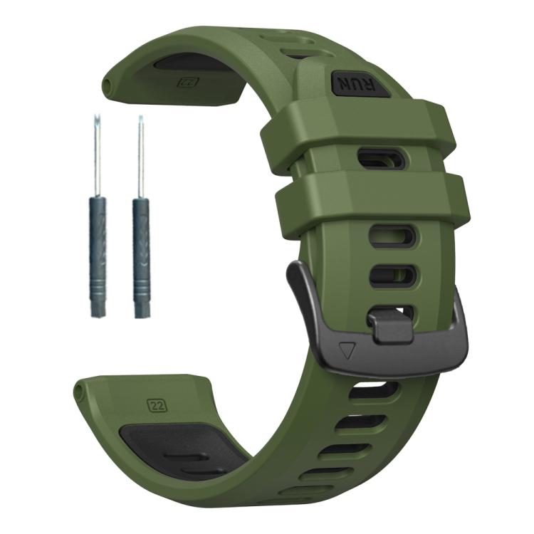 For Garmin Forerunner 970 Two Color Steel Buckle Silicone Watch Band(Army Green Black) - free shipping - PMC TechLife - Order now!