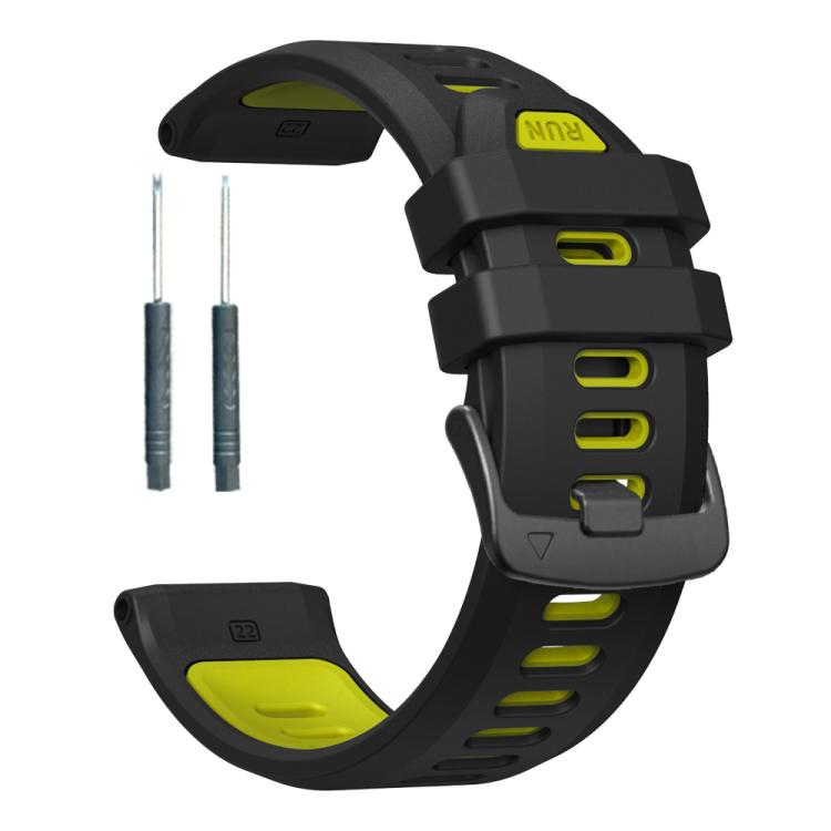 For Garmin Forerunner 970 Two Color Steel Buckle Silicone Watch Band(Black Lime) - free shipping - PMC TechLife - Order now!