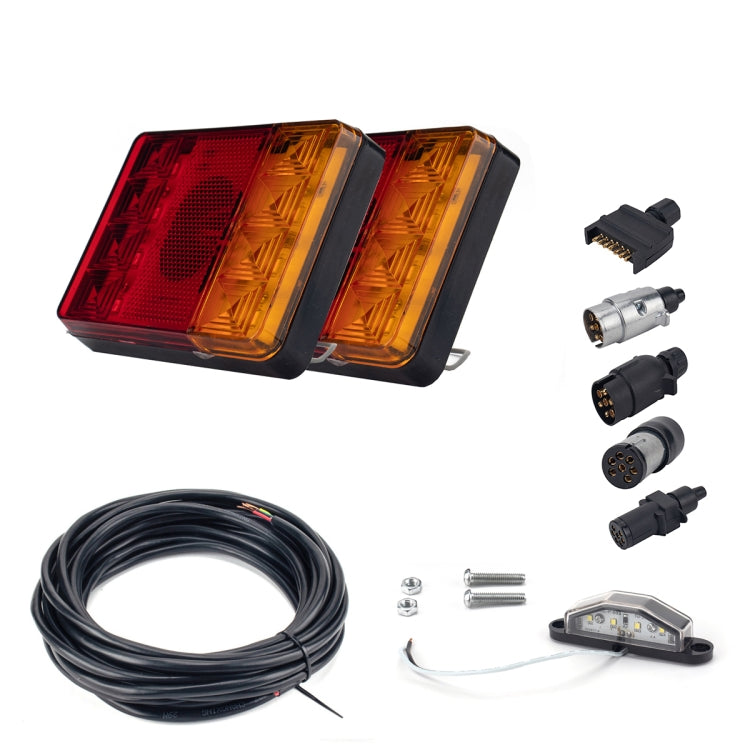 2 PCS Trailer / Truck B-type Square Shape 8LEDs Tail Light with License Plate Light Set - License Plate Lights by PMC Jewellery | Online Shopping South Africa | PMC Jewellery | Buy Now Pay Later Mobicred