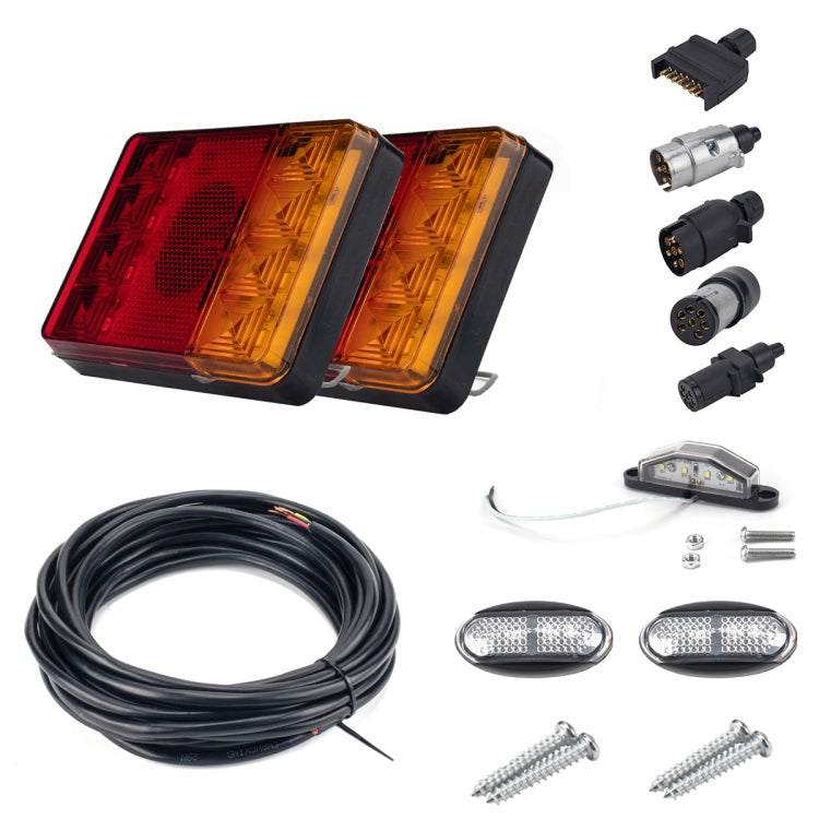 2 PCS Trailer / Truck C-type Square Shape 8LEDs Tail Light with License Plate Light Set - License Plate Lights by PMC Jewellery | Online Shopping South Africa | PMC Jewellery | Buy Now Pay Later Mobicred