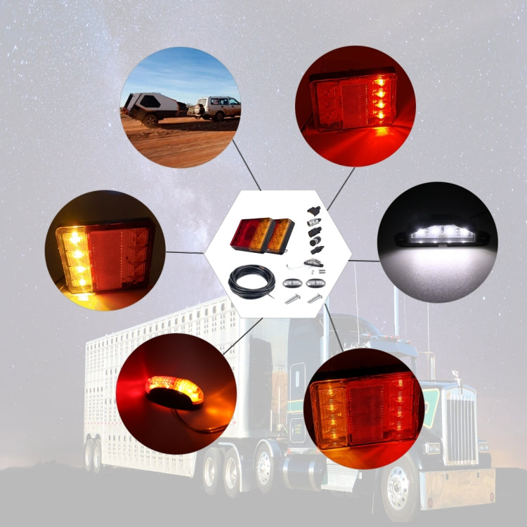 2 PCS Trailer / Truck C-type Square Shape 8LEDs Tail Light with License Plate Light Set - License Plate Lights by PMC Jewellery | Online Shopping South Africa | PMC Jewellery | Buy Now Pay Later Mobicred