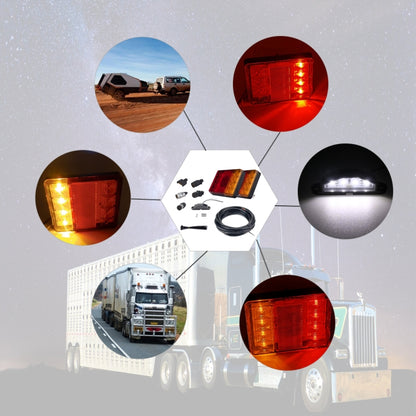 2 PCS Trailer / Truck D-type Square Shape 8LEDs Tail Light with License Plate Light Set - License Plate Lights by PMC Jewellery | Online Shopping South Africa | PMC Jewellery | Buy Now Pay Later Mobicred