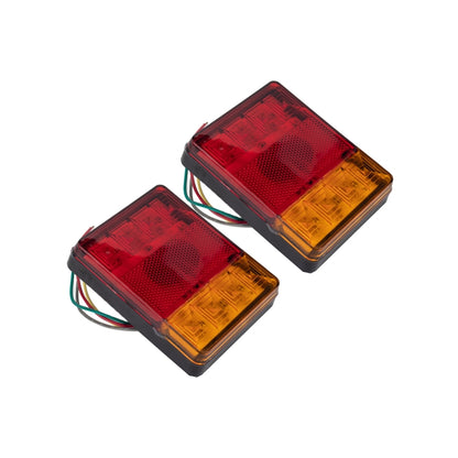 2 PCS Trailer / Truck E-type Square Shape 8LEDs Tail Light Set - License Plate Lights by PMC Jewellery | Online Shopping South Africa | PMC Jewellery | Buy Now Pay Later Mobicred