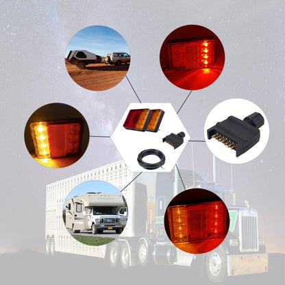 2 PCS Trailer / Truck A-type Square Shape 8LEDs Tail Light Set - License Plate Lights by PMC Jewellery | Online Shopping South Africa | PMC Jewellery | Buy Now Pay Later Mobicred