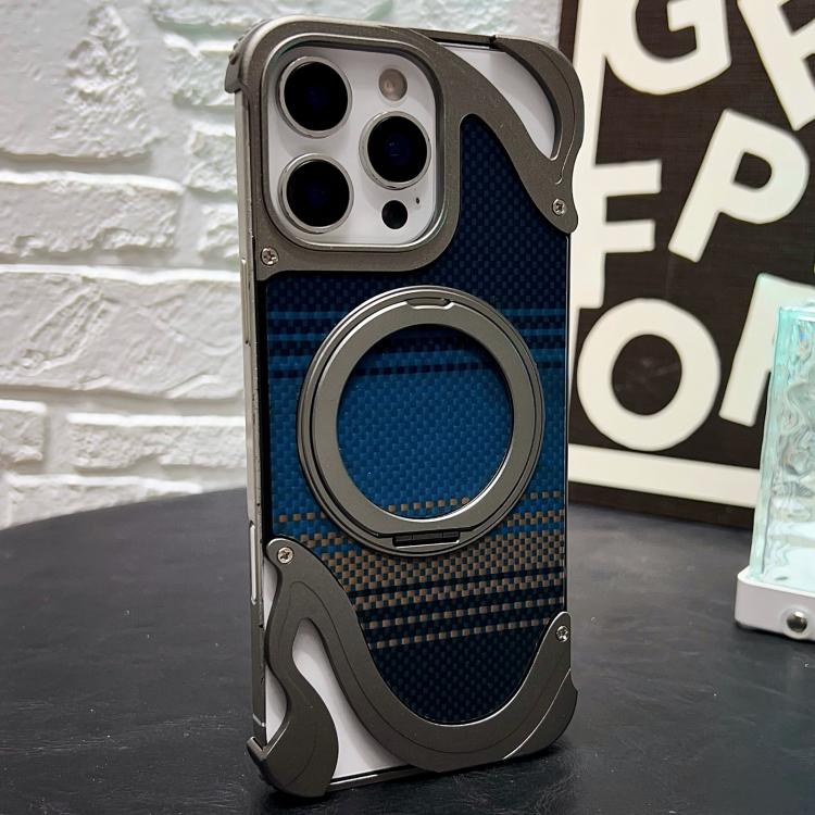 For iPhone 16 Pro Metal Frameless 360 Degree Rotation Holder MagSafe Phone Case(Titanium Color) - free shipping - PMC TechLife - Order now!