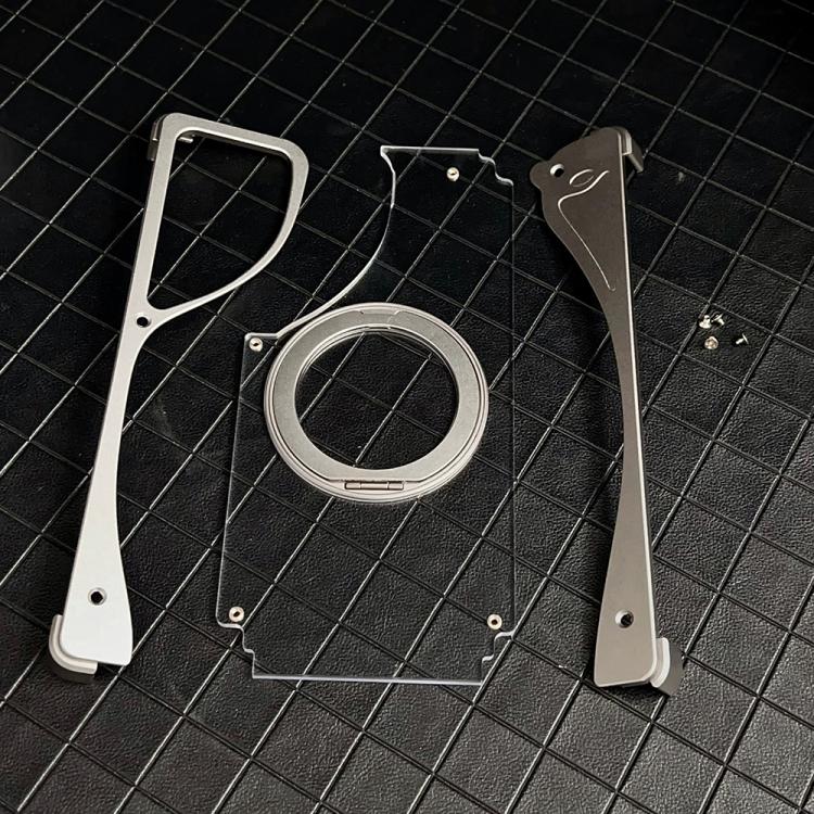 For Samsung Galaxy S24 Ultra 5G Metal Frameless 360 Degree Rotation Holder MagSafe Transparent Phone Case(Silver) - free shipping - PMC TechLife - Order now!