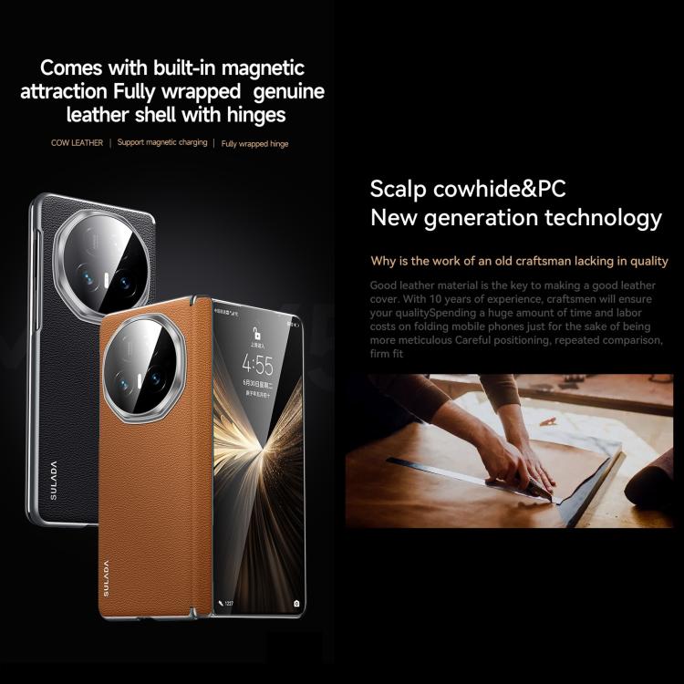 For Honor Magic V5 SULADA Frameless Top Layer Cowhide Leather PC Phone Case(Brown) - free shipping - PMC TechLife - Order now!