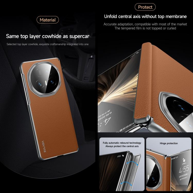 For Honor Magic V5 SULADA Frameless Top Layer Cowhide Leather PC Phone Case(Red) - free shipping - PMC TechLife - Order now!