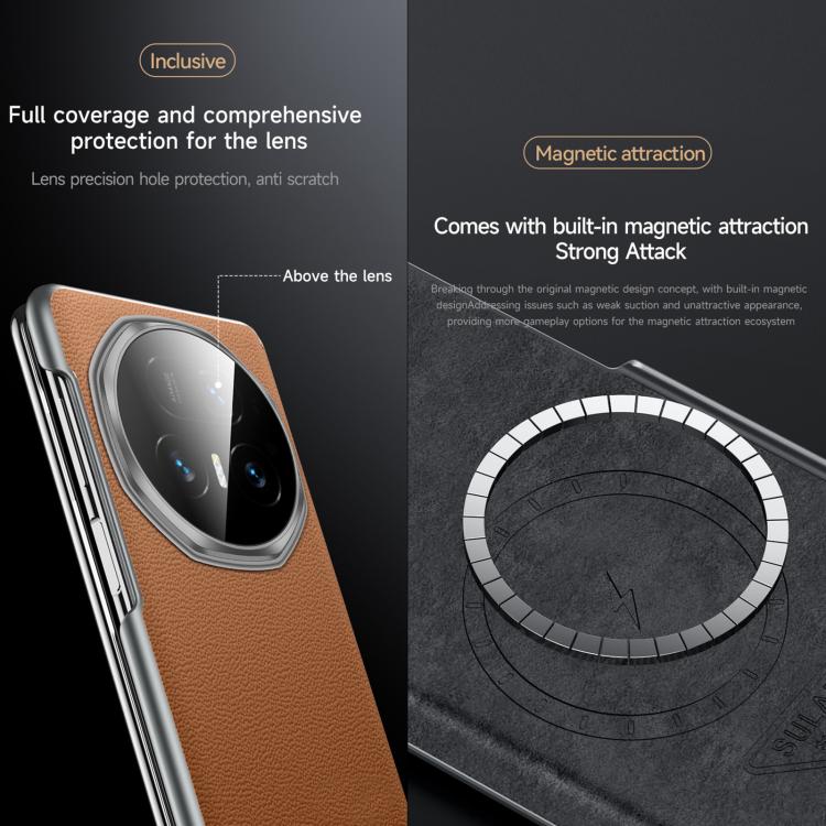 For Honor Magic V5 SULADA Frameless Top Layer Cowhide Leather PC Phone Case(Red) - free shipping - PMC TechLife - Order now!