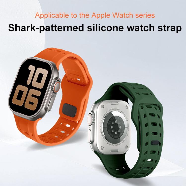 For Apple Watch 46mm / 49mm / 45mm / 44mm Shark Texture Holes Silicone Watch Band(Starlight) - free shipping - PMC TechLife - Order now!