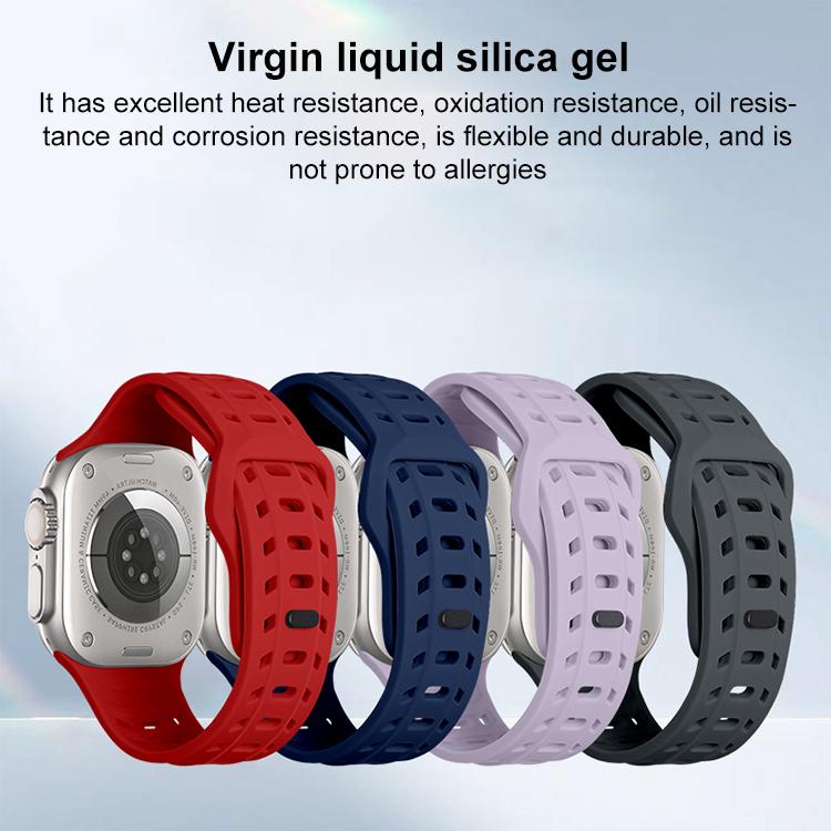 For Apple Watch 46mm / 49mm / 45mm / 44mm Shark Texture Holes Silicone Watch Band(Lavender Purple) - free shipping - PMC TechLife - Order now!
