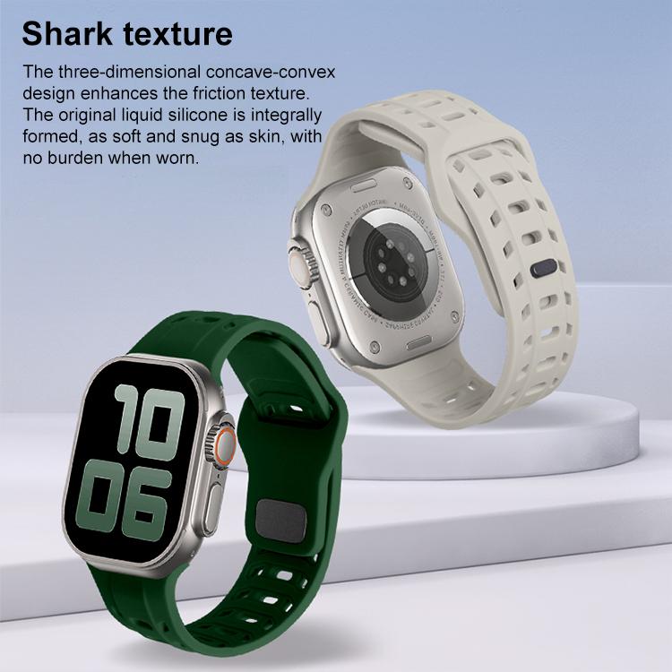 For Apple Watch 46mm / 49mm / 45mm / 44mm Shark Texture Holes Silicone Watch Band(White) - free shipping - PMC TechLife - Order now!