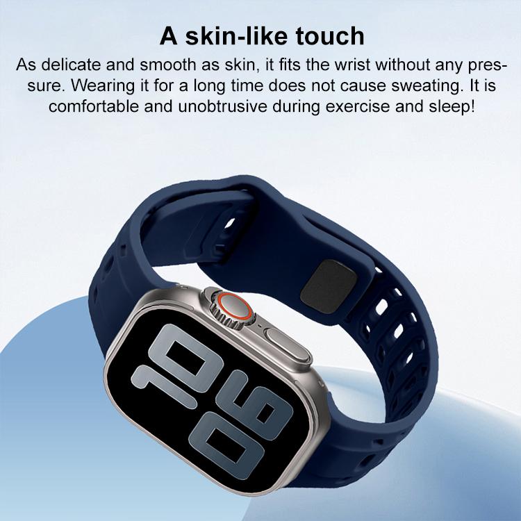 For Apple Watch 46mm / 49mm / 45mm / 44mm Shark Texture Holes Silicone Watch Band(Alfalfa) - free shipping - PMC TechLife - Order now!