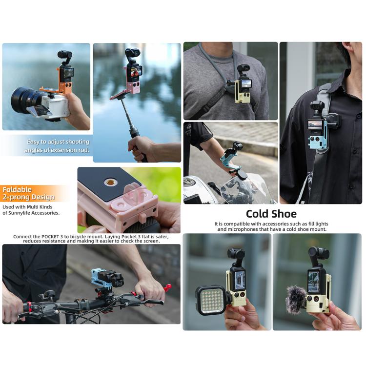 For DJI OSMO Pocket 3 Sunnylife Magnetic Mount 1/4 Adapter Cold Shoe Tabletop Base Bracket Angles Adjustable Multi Expansion Mount(Orange) - free shipping - PMC TechLife - Order now!