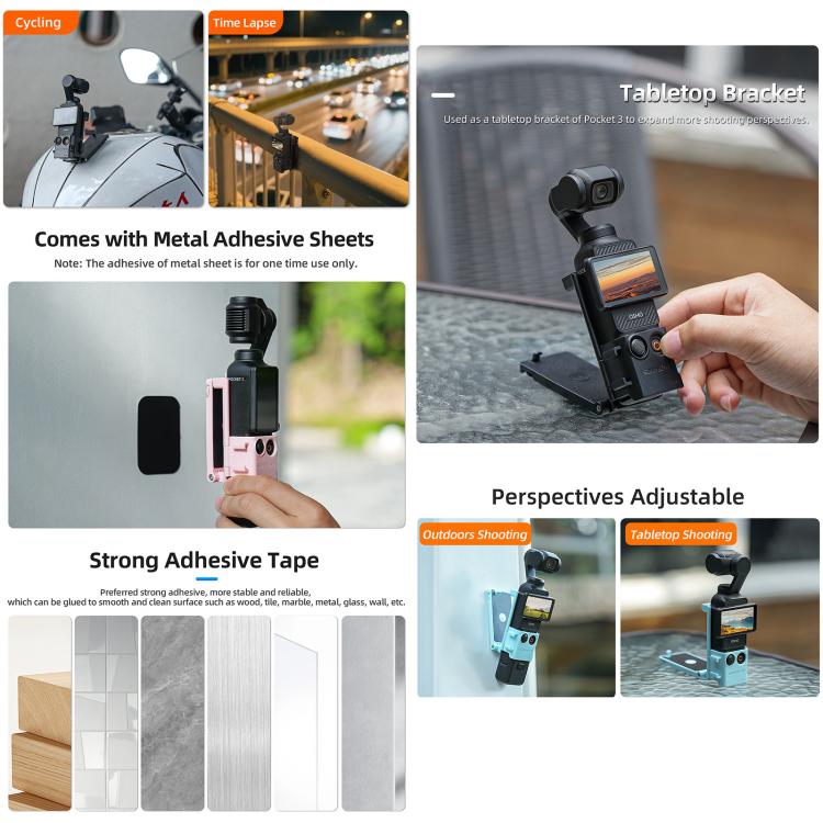 For DJI OSMO Pocket 3 Sunnylife Magnetic Mount 1/4 Adapter Cold Shoe Tabletop Base Bracket Angles Adjustable Multi Expansion Mount(Pink) - free shipping - PMC TechLife - Order now!