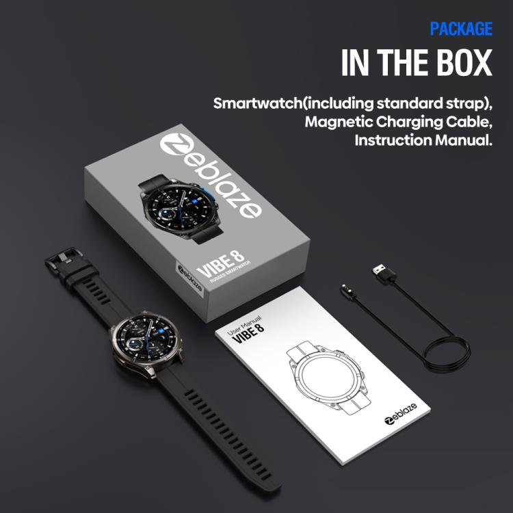 Zeblaze Vibe 8 Rugged Outdoor Smart Watch 1.43 inch Screen 5 ATM & IP69K Built-in Flashlight(Grey) - free shipping - PMC TechLife - Order now!