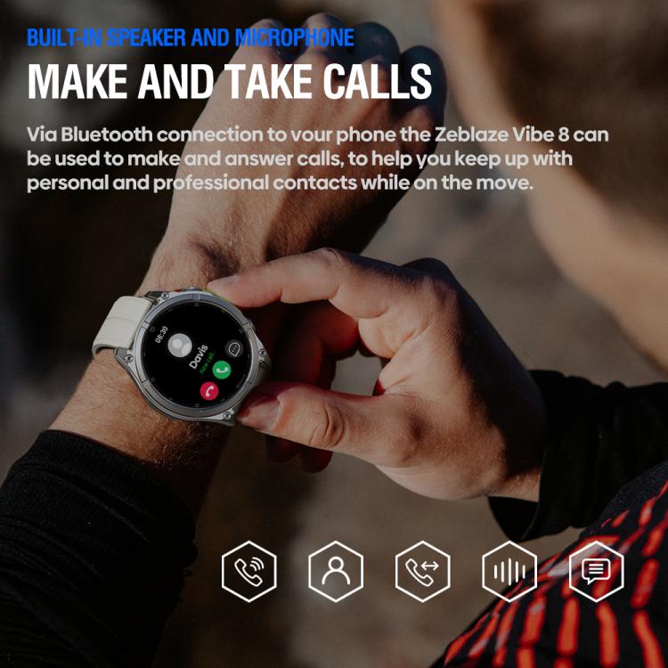 Zeblaze Vibe 8 Rugged Outdoor Smart Watch 1.43 inch Screen 5 ATM & IP69K Built-in Flashlight(Grey) - free shipping - PMC TechLife - Order now!