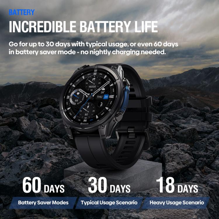 Zeblaze Vibe 8 Rugged Outdoor Smart Watch 1.43 inch Screen 5 ATM & IP69K Built-in Flashlight(Grey) - free shipping - PMC TechLife - Order now!