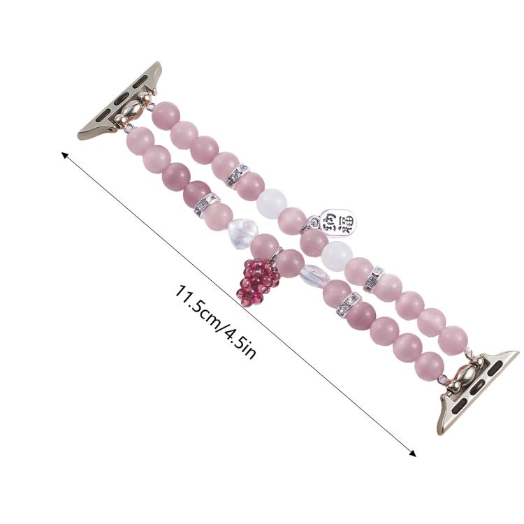 For Apple Watch 46mm / 49mm / 45mm / 44mm Cat Eyes Stone Beads Bracelet Watch Band(Grape Purple) - free shipping - PMC TechLife - Order now!