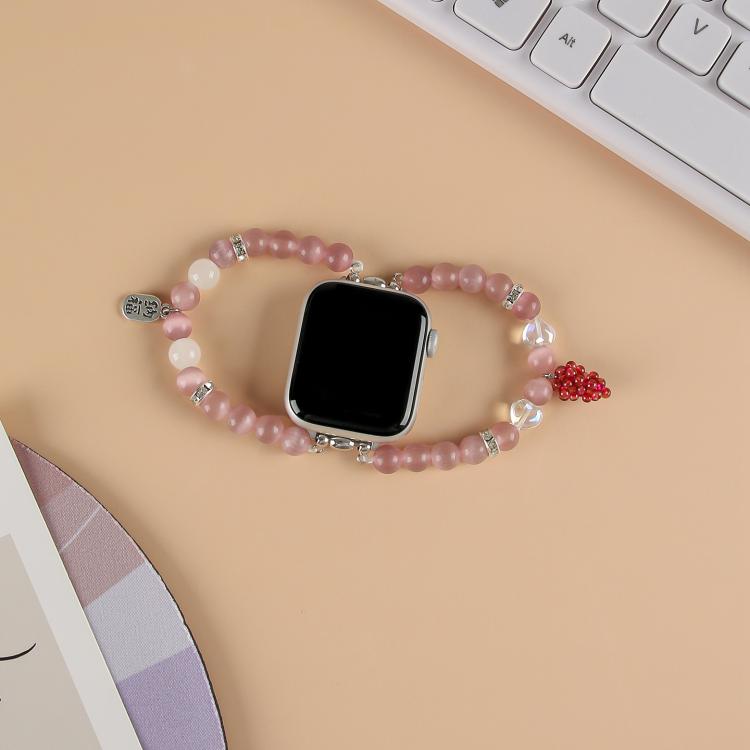 For Apple Watch 42mm / 41mm / 40mm / 38mm Cat Eyes Stone Beads Bracelet Watch Band(Grape Purple) - free shipping - PMC TechLife - Order now!