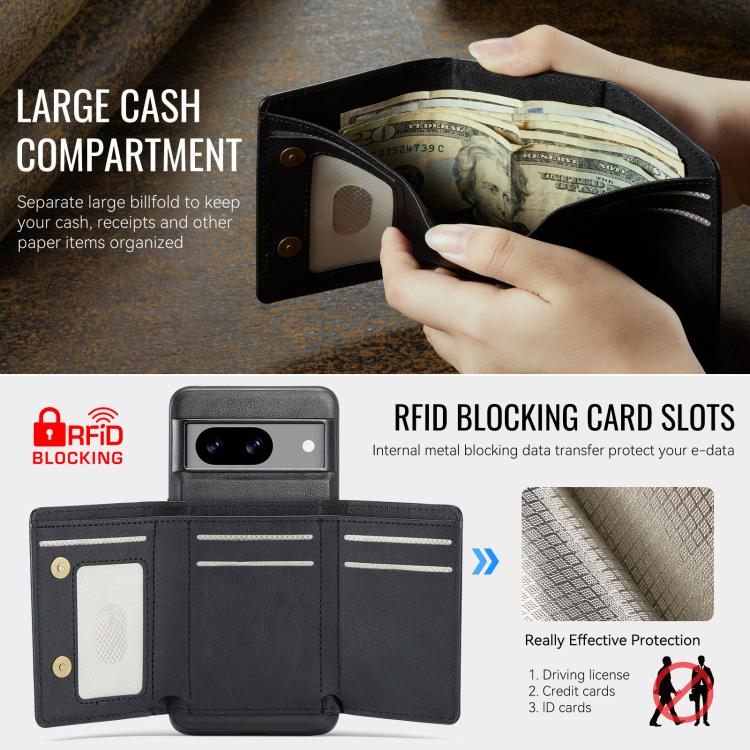 For Google Pixel 7 Fierre Shann 2 in 1 Holder RFID Card Slot Wallet MagSafe Phone Case(Black) - free shipping - PMC TechLife - Order now!