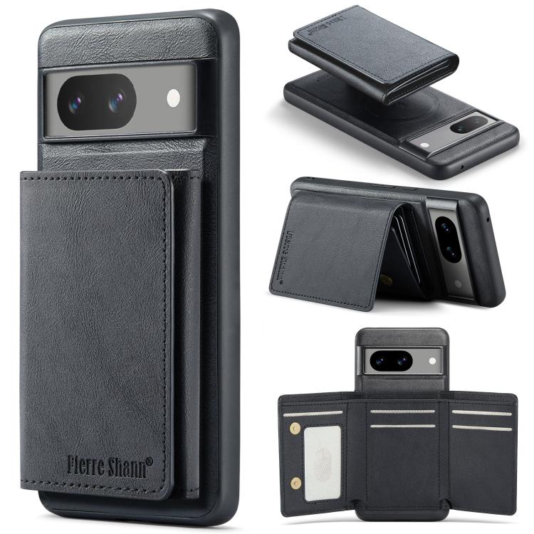 For Google Pixel 7a Fierre Shann 2 in 1 Holder RFID Card Slot Wallet MagSafe Phone Case(Black) - free shipping - PMC TechLife - Order now!