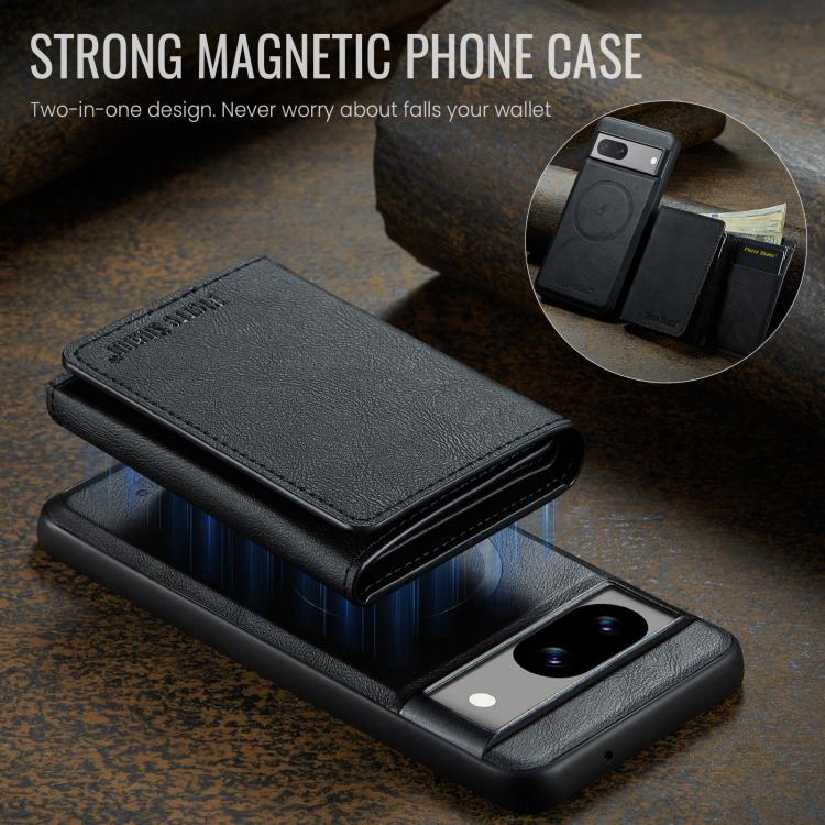 For Google Pixel 7a Fierre Shann 2 in 1 Holder RFID Card Slot Wallet MagSafe Phone Case(Black) - free shipping - PMC TechLife - Order now!